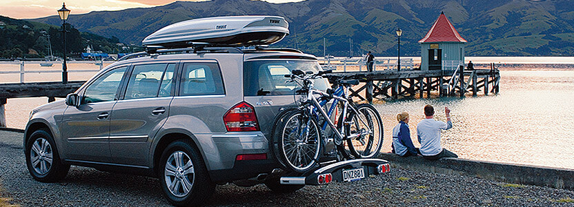 Bike Racks and Cycle Carriers at The Roof Box Company; Roof mounting car bike carrier;Rear mounting bike car rack;Tow ball mounting cycle car racks;Wheel support bike racks;Thule, Atera, MaxxRaxx, Pendle, Saris
